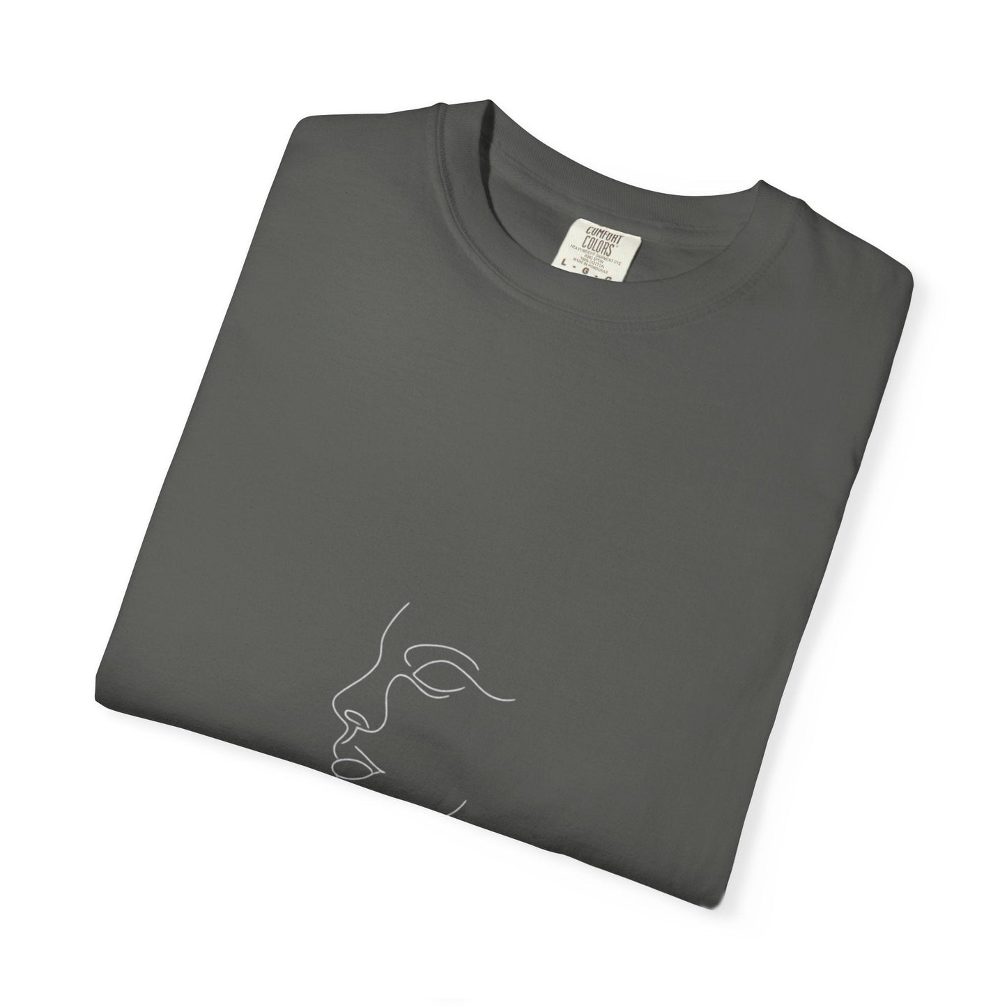 Minimal Face Line Art T-Shirt — Subtle Embossed ‘NORMCORE’ Graphic Printify