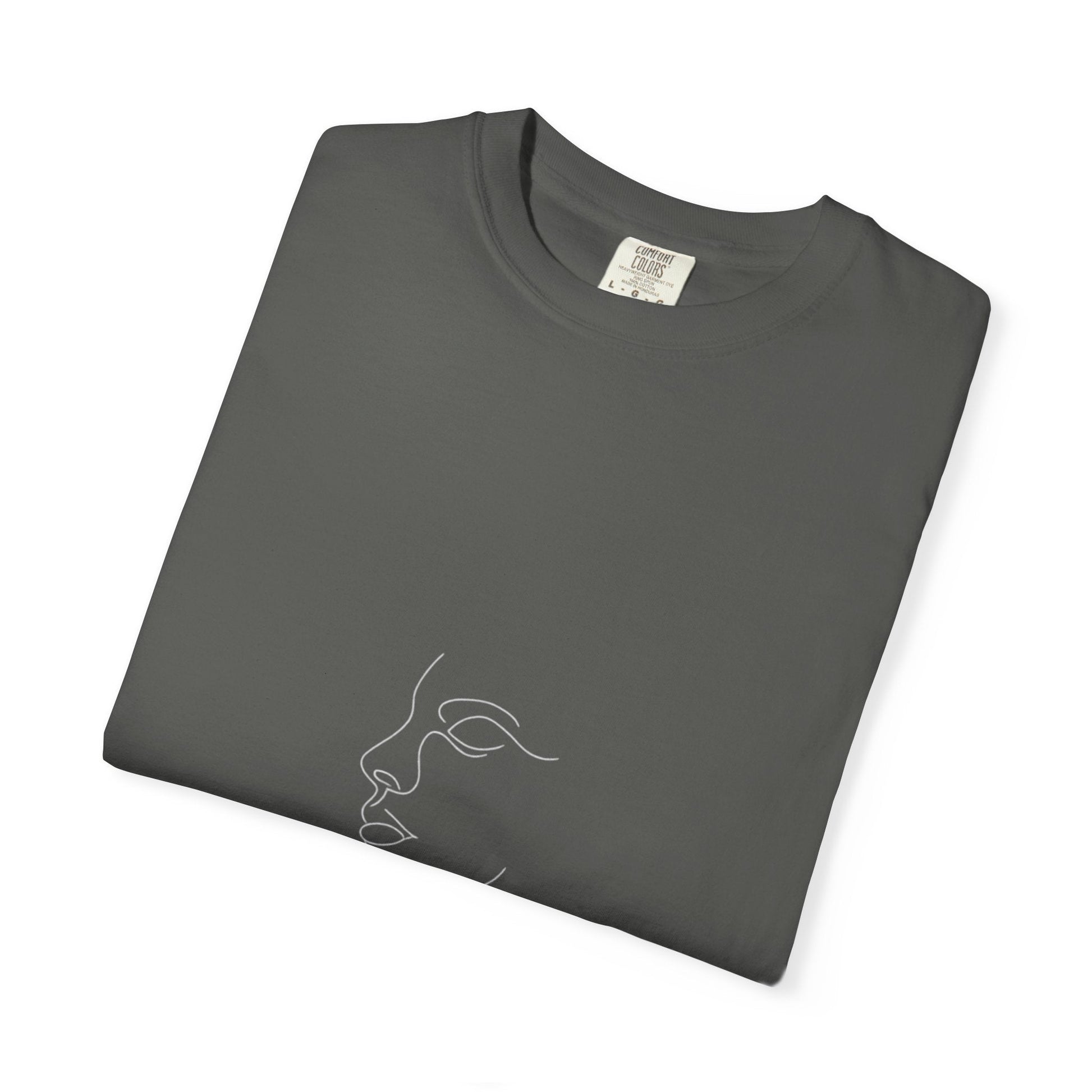 Minimal Face Line Art T-Shirt — Subtle Embossed ‘NORMCORE’ Graphic Printify