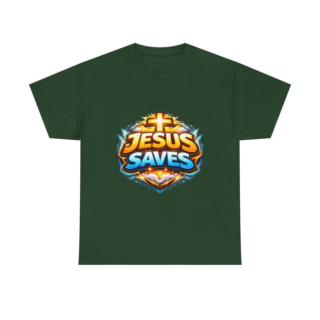Jesus Saves T-Shirt — Bold Faith Graphic Tee for Christians, Church & Easter