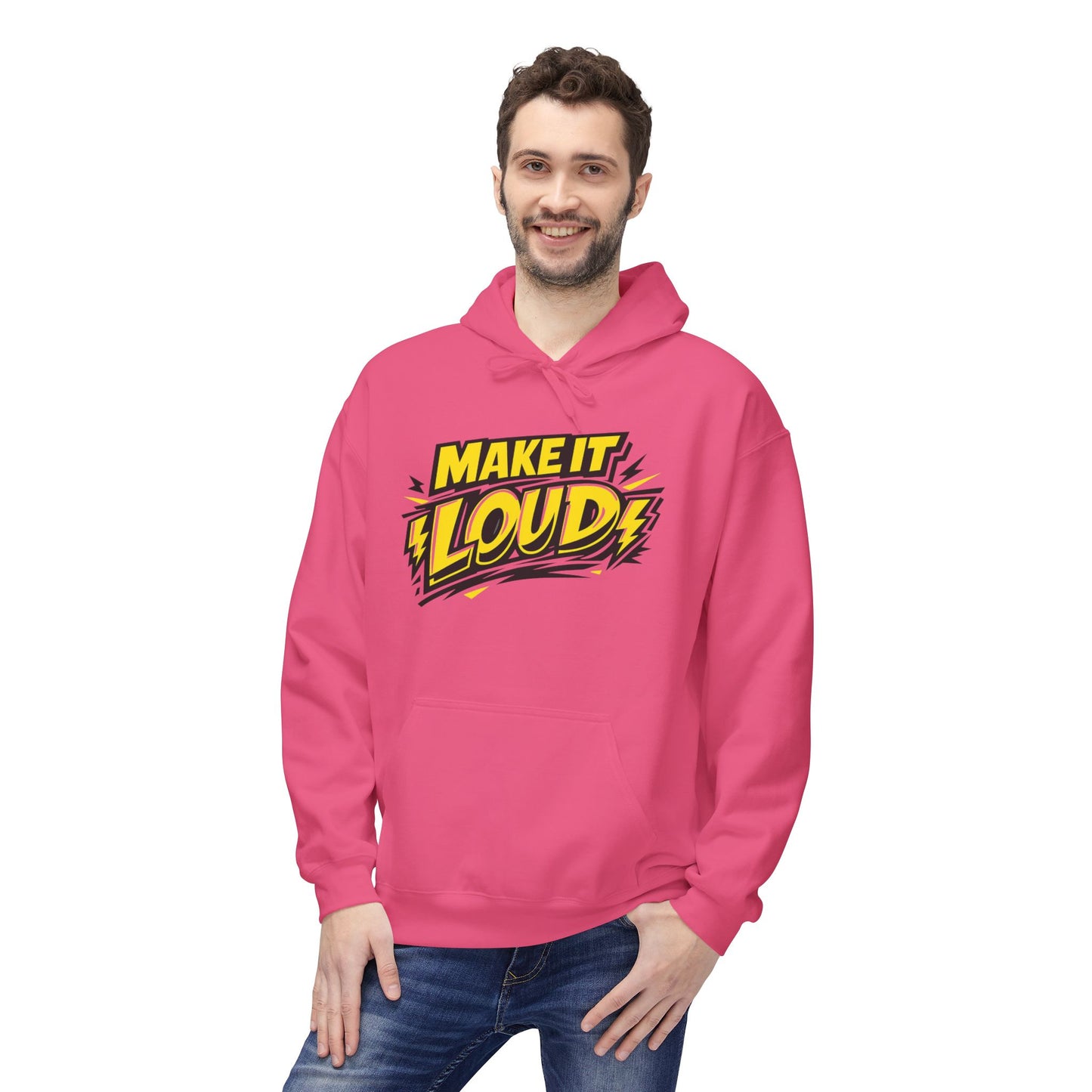 Make It Loud Hoodie — Bold Yellow Graphic Pullover