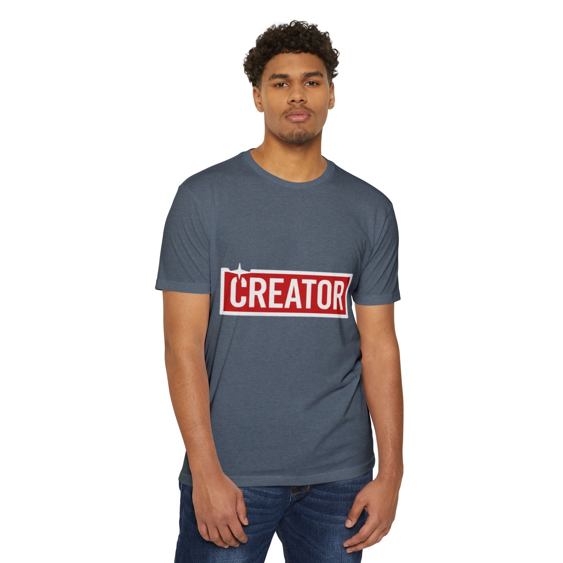 Creator Graphic T-Shirt for Men – Bold Red Box Logo Tee for Content Creators Printify