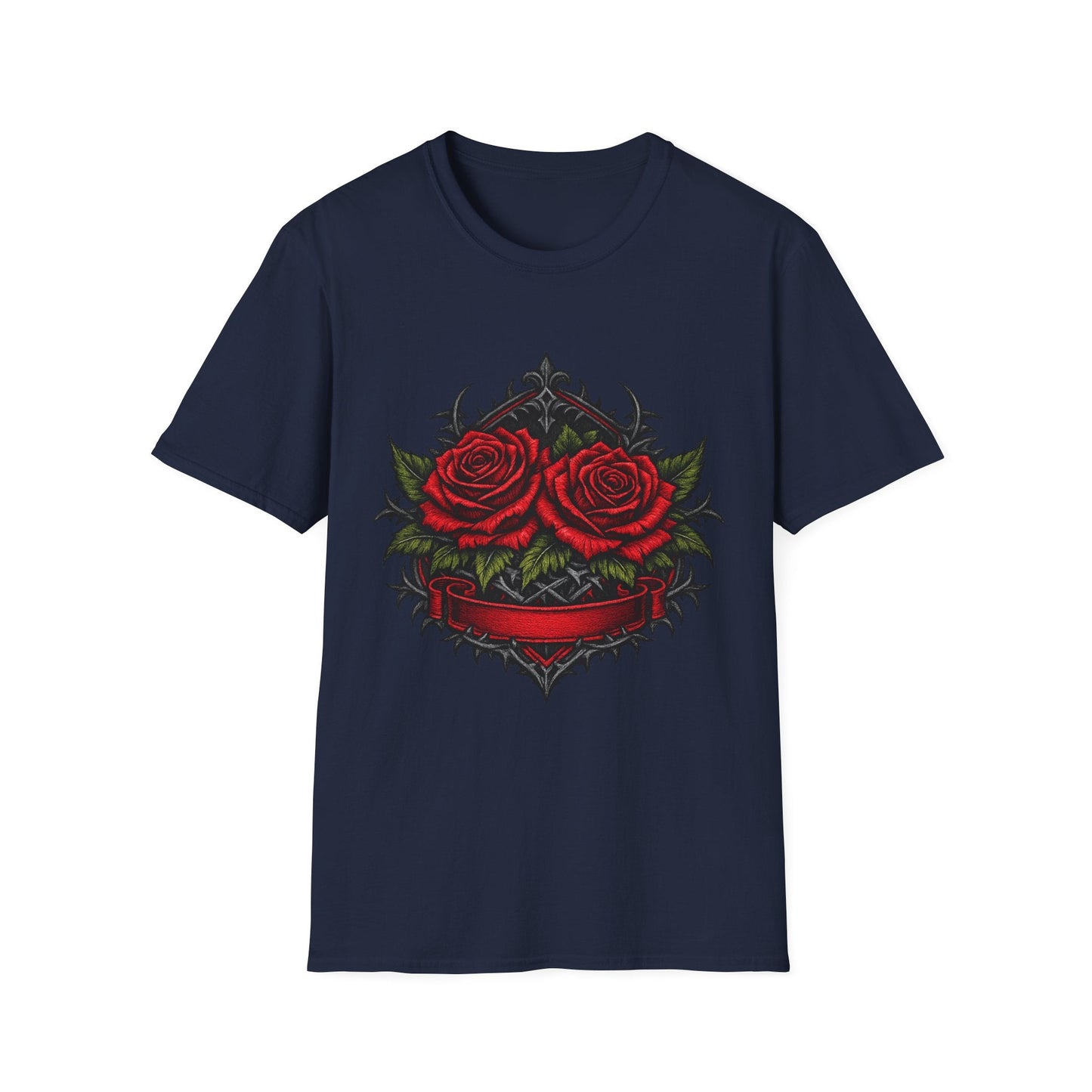 Rose Heart T-Shirt — Gothic Red Roses Graphic Tee Printify