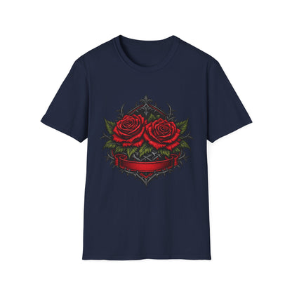 Rose Heart T-Shirt — Gothic Red Roses Graphic Tee Printify
