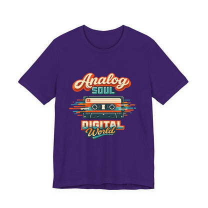 Analog Soul Digital World T-Shirt – Retro Cassette Tee for Music Lovers Printify