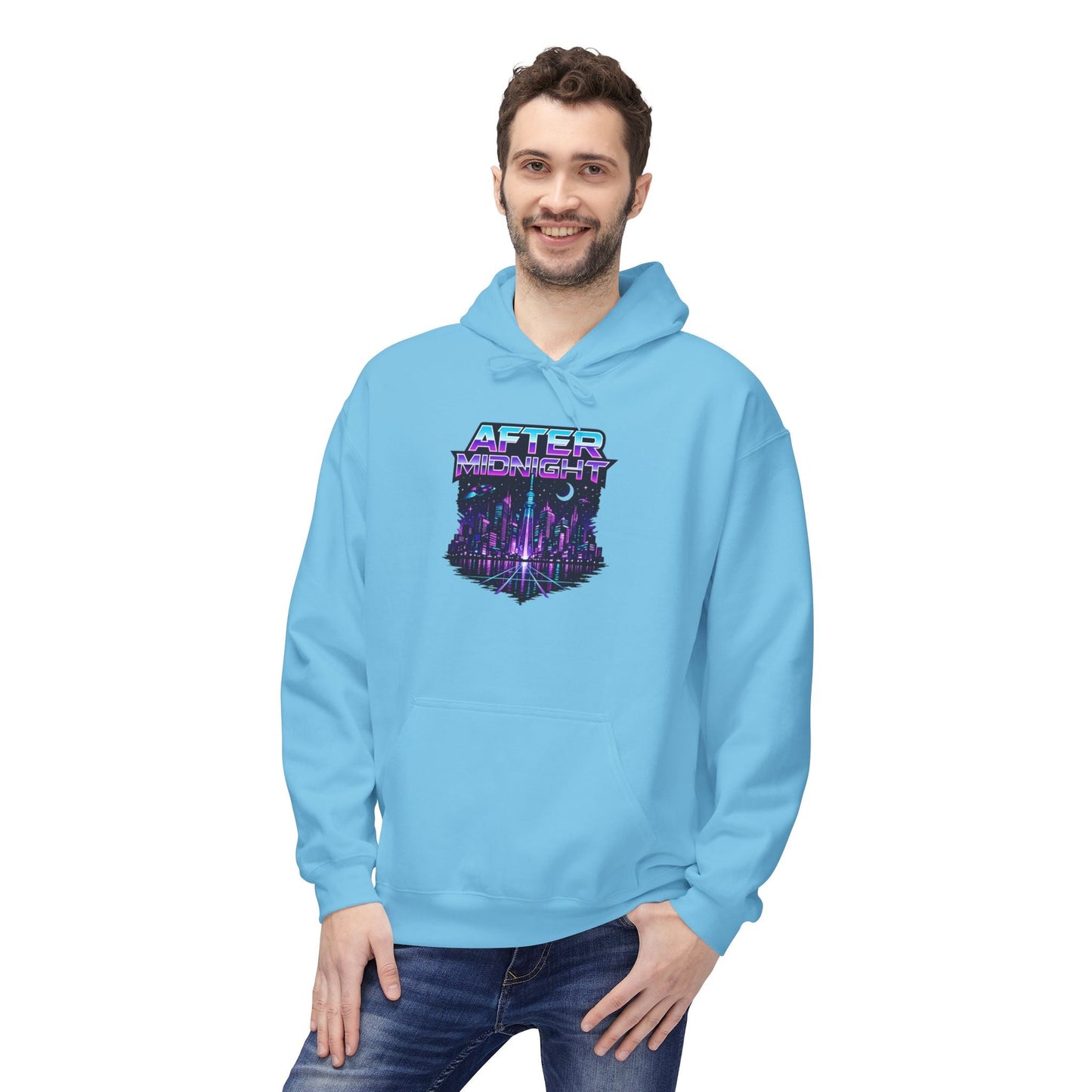 Cyberpunk City 'AFTER' Graphic Hoodie — Retro Futuristic Streetwear Printify