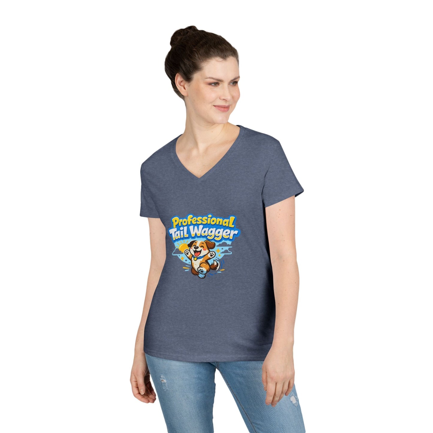 Professional Tail Wagger T-Shirt — Cute Dog Lover V‑Neck Tee Printify