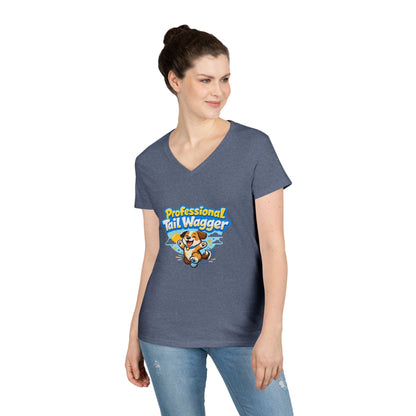 Professional Tail Wagger T-Shirt — Cute Dog Lover V‑Neck Tee Printify