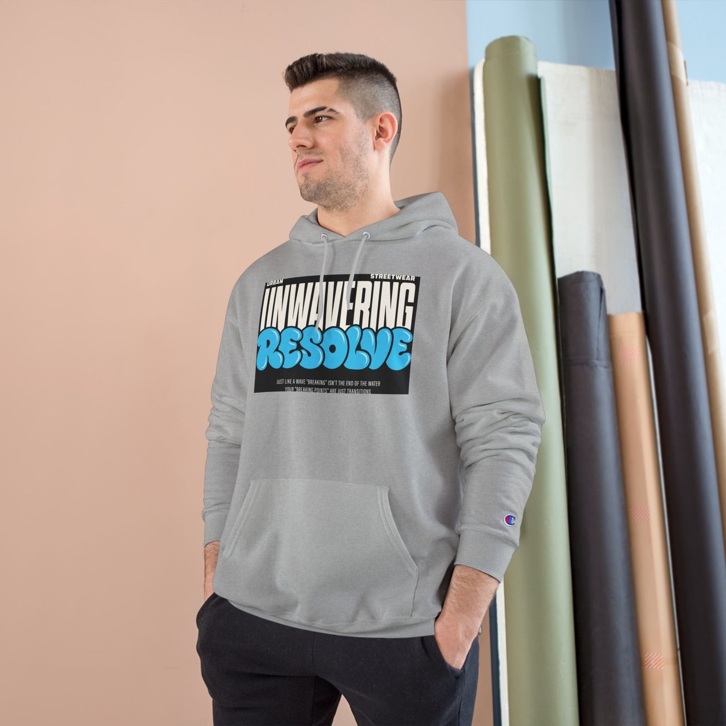 Unwavering Resolve Hoodie — Motivational Graphic Champion Hoodie Printify