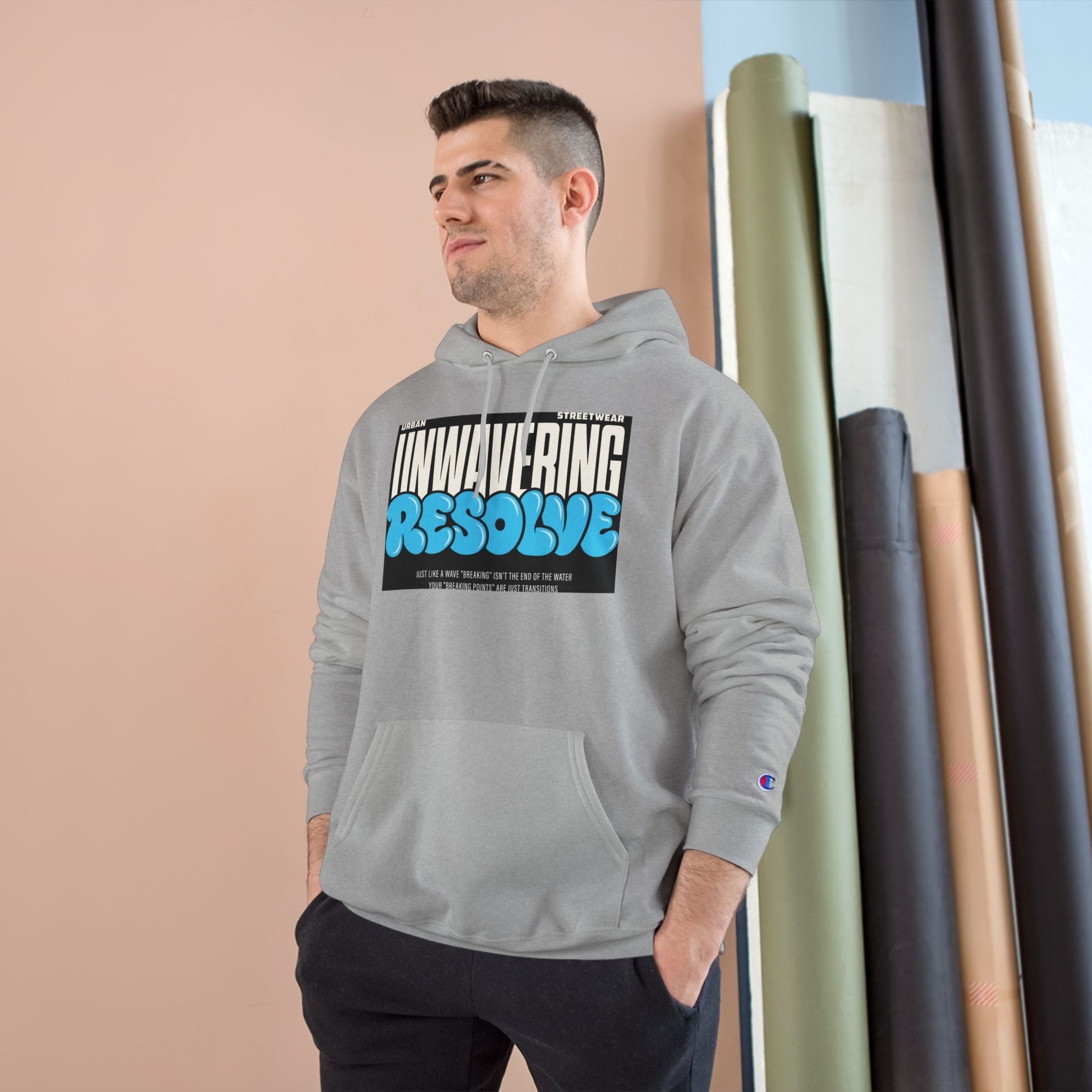 Unwavering Resolve Hoodie — Motivational Graphic Champion Hoodie Printify