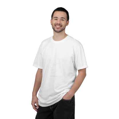 Minimal Face Line Art T-Shirt — Subtle Embossed ‘NORMCORE’ Graphic Printify
