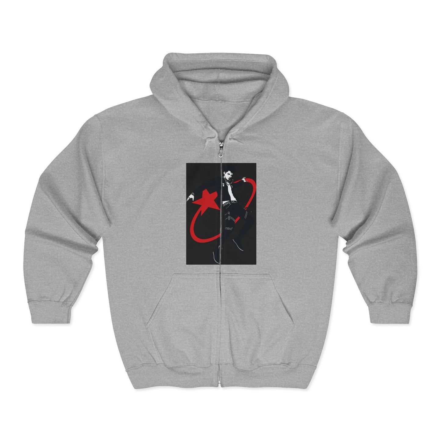 Star Skater Zip Hoodie — Retro Skateboarder Graphic Full-Zip Sweatshirt Printify