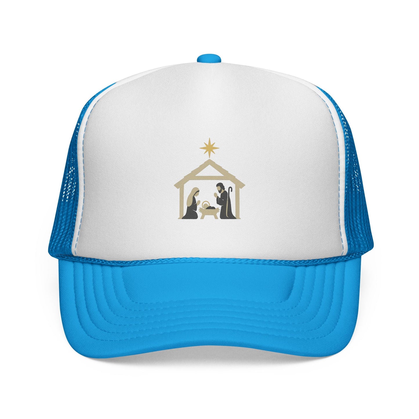 Nativity Trucker Cap — Christmas Manger Hat with Holy Family Design Printify