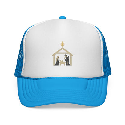 Nativity Trucker Cap — Christmas Manger Hat with Holy Family Design Printify