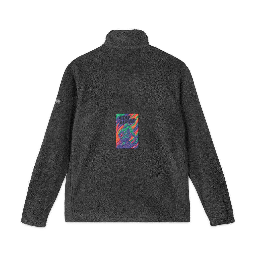 Embroidered Psychedelic Patch Fleece Jacket — Colorful Abstract Back Design