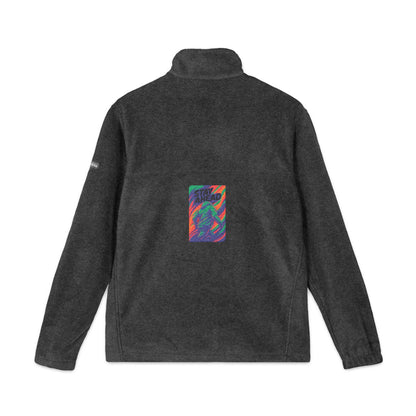 Embroidered Psychedelic Patch Fleece Jacket – Unisex Colorful Abstract Back Design Printify