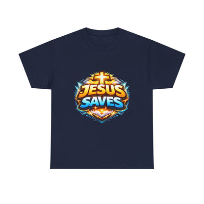 Jesus Saves T-Shirt for Men – Bold Faith Graphic Tee for Christians Printify