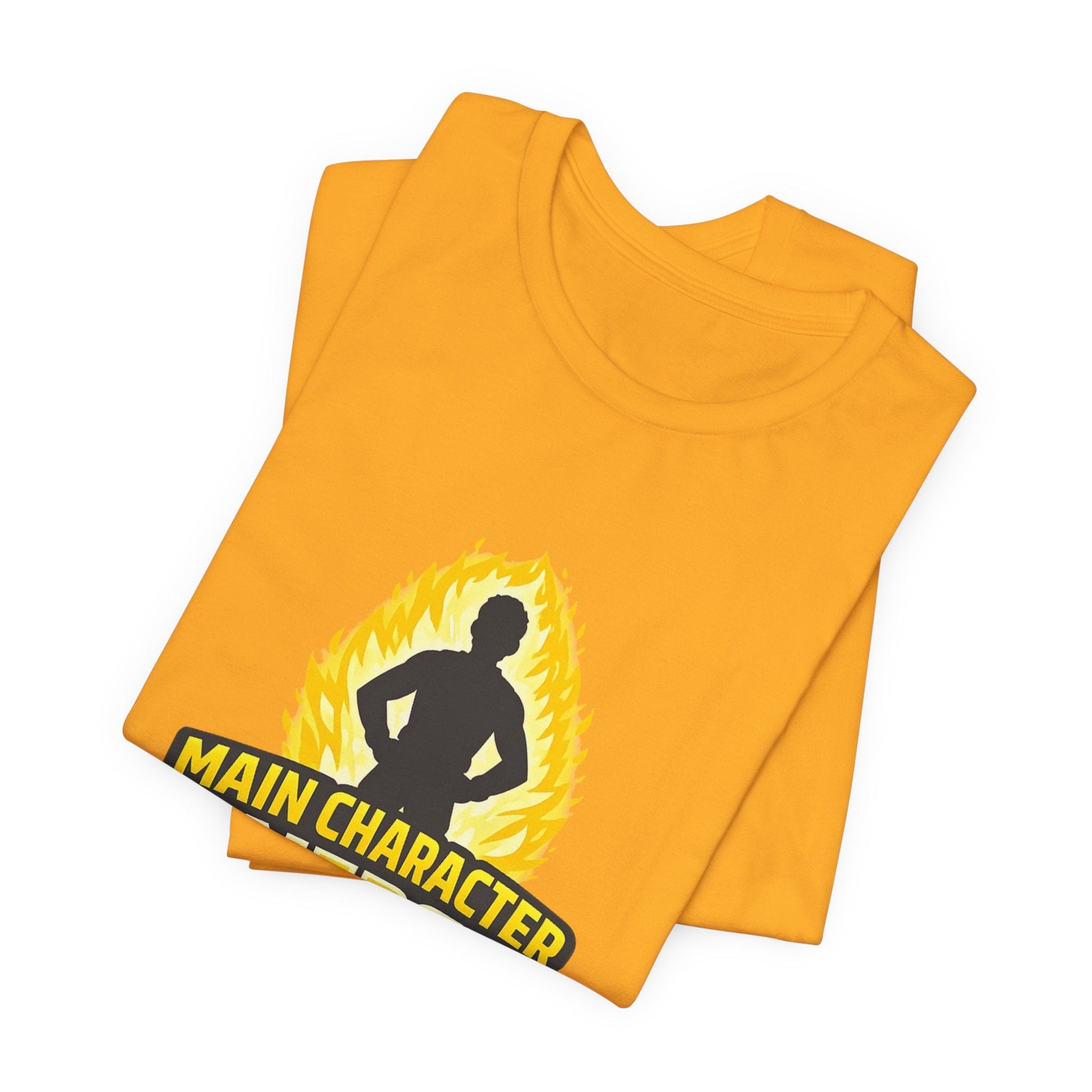 Main Character Energy T-Shirt - Graphic Tee with Bold Silhouette & Flame Design Printify