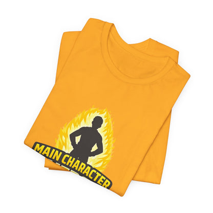 Main Character Energy T-Shirt - Graphic Tee with Bold Silhouette & Flame Design Printify