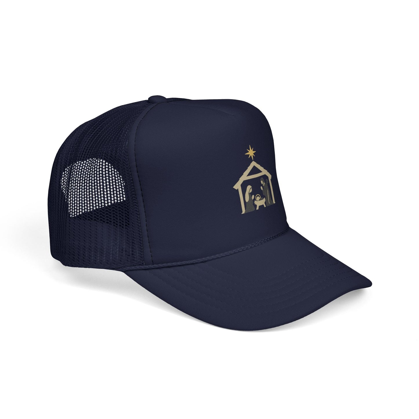 Nativity Trucker Cap — Christmas Manger Hat with Holy Family Design Printify