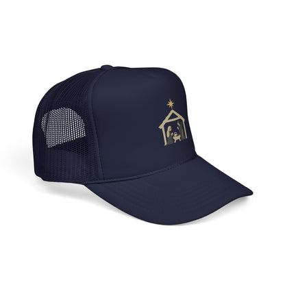 Nativity Trucker Cap — Christmas Manger Hat with Holy Family Design Printify