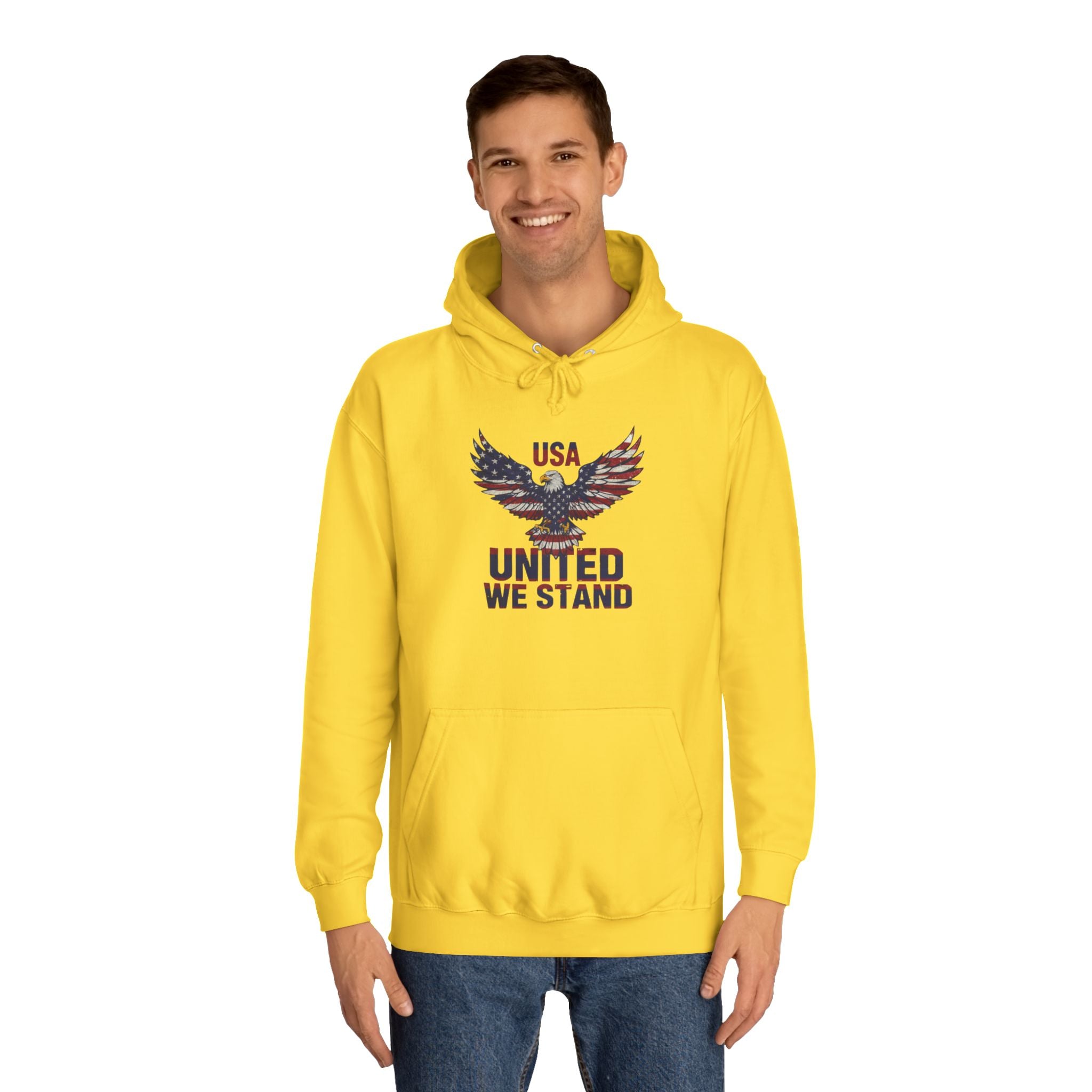 Patriotic Eagle Hoodie - USA "United We Stand" American Flag Graphic