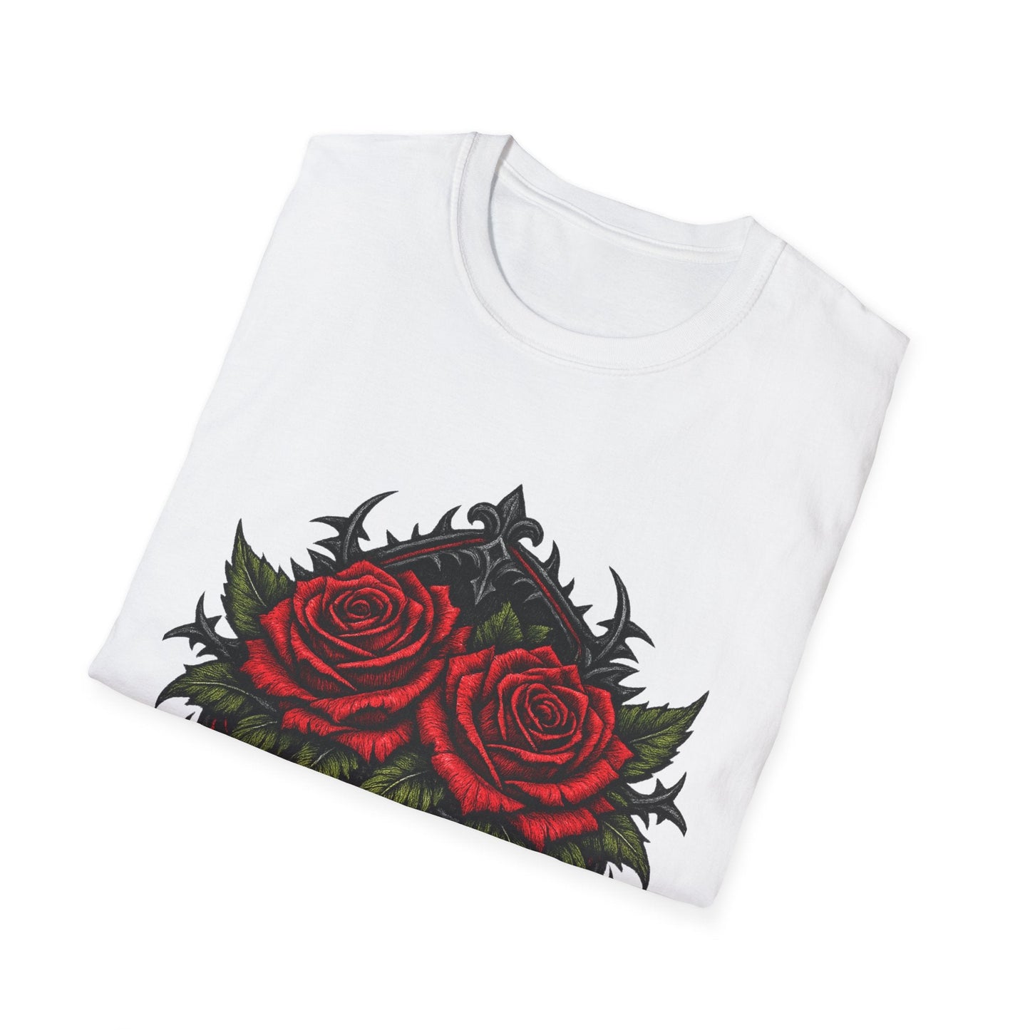Rose Heart T-Shirt — Gothic Red Roses Graphic Tee Printify
