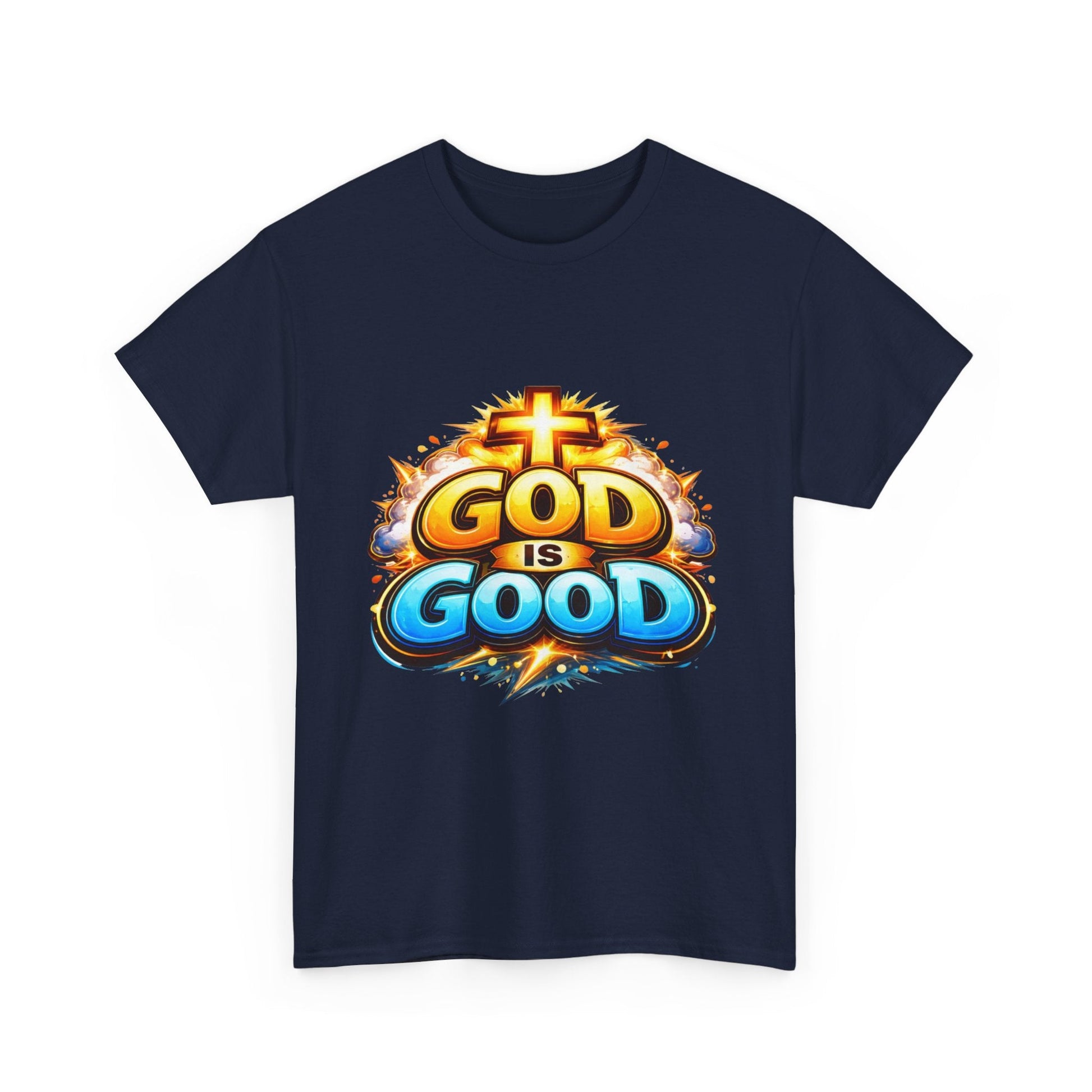 God Is Good T-Shirt for Men – Christian Faith Tee with Cross Graphic Printify