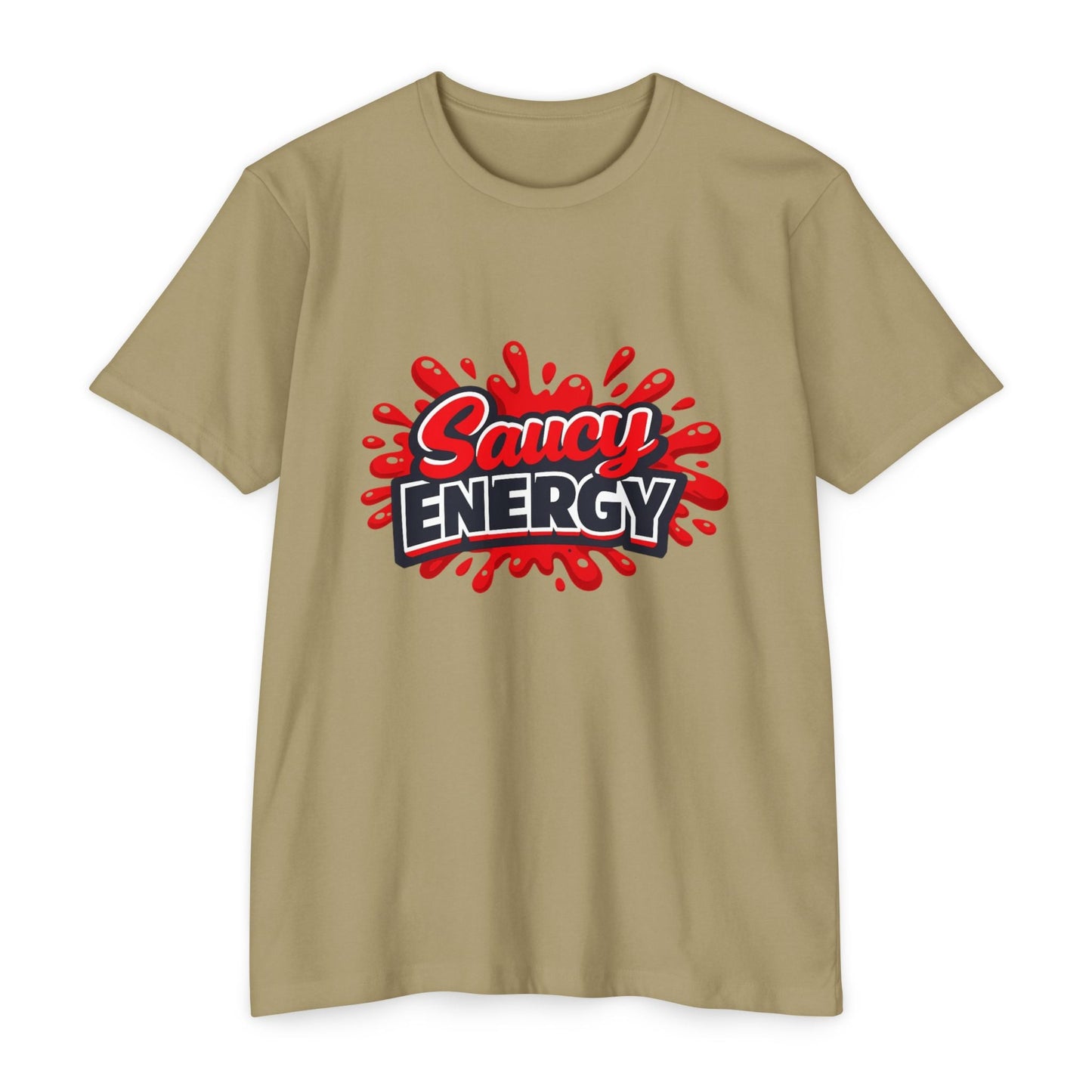 Saucy Energy T-Shirt — Bold Red Splash Graphic Tee Printify