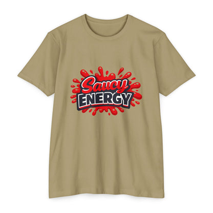 Saucy Energy T-Shirt — Bold Red Splash Graphic Tee Printify