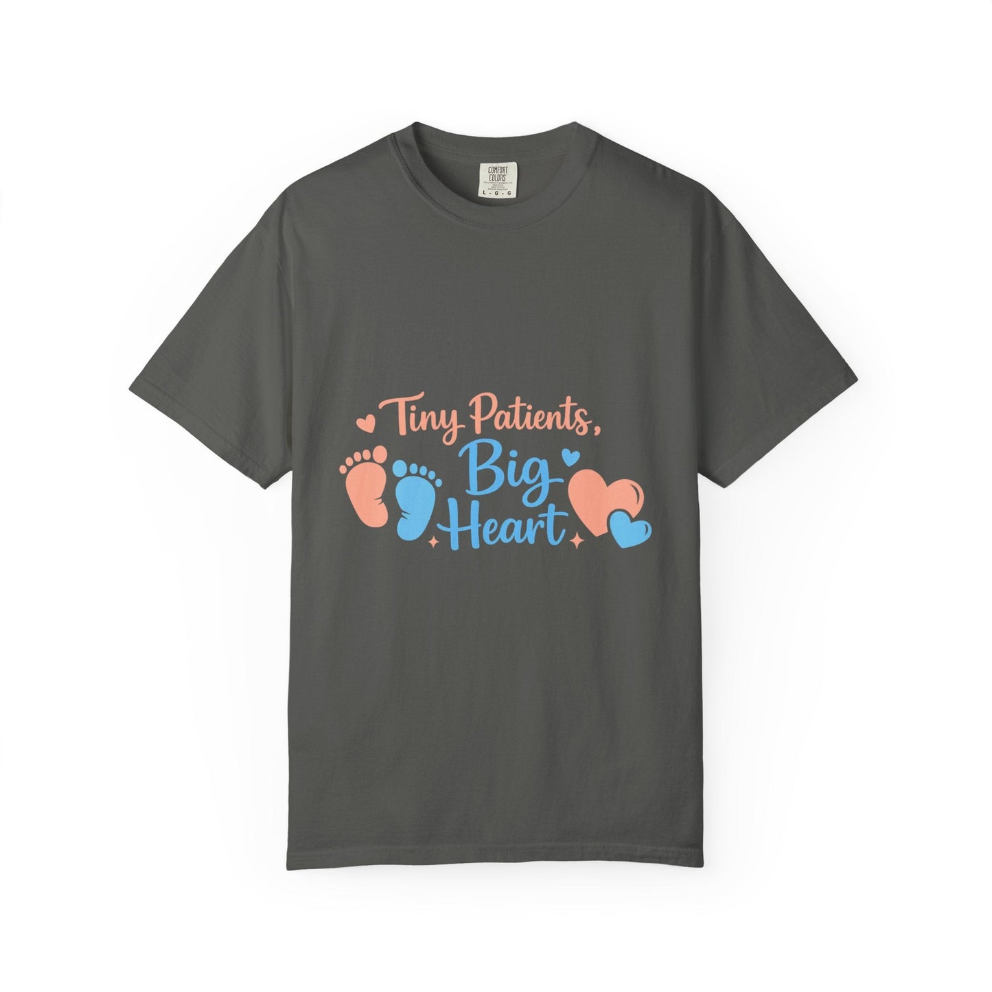T-Shirt — "Tiny Patients, Big Heart" Baby Footprint Awareness Tee Printify