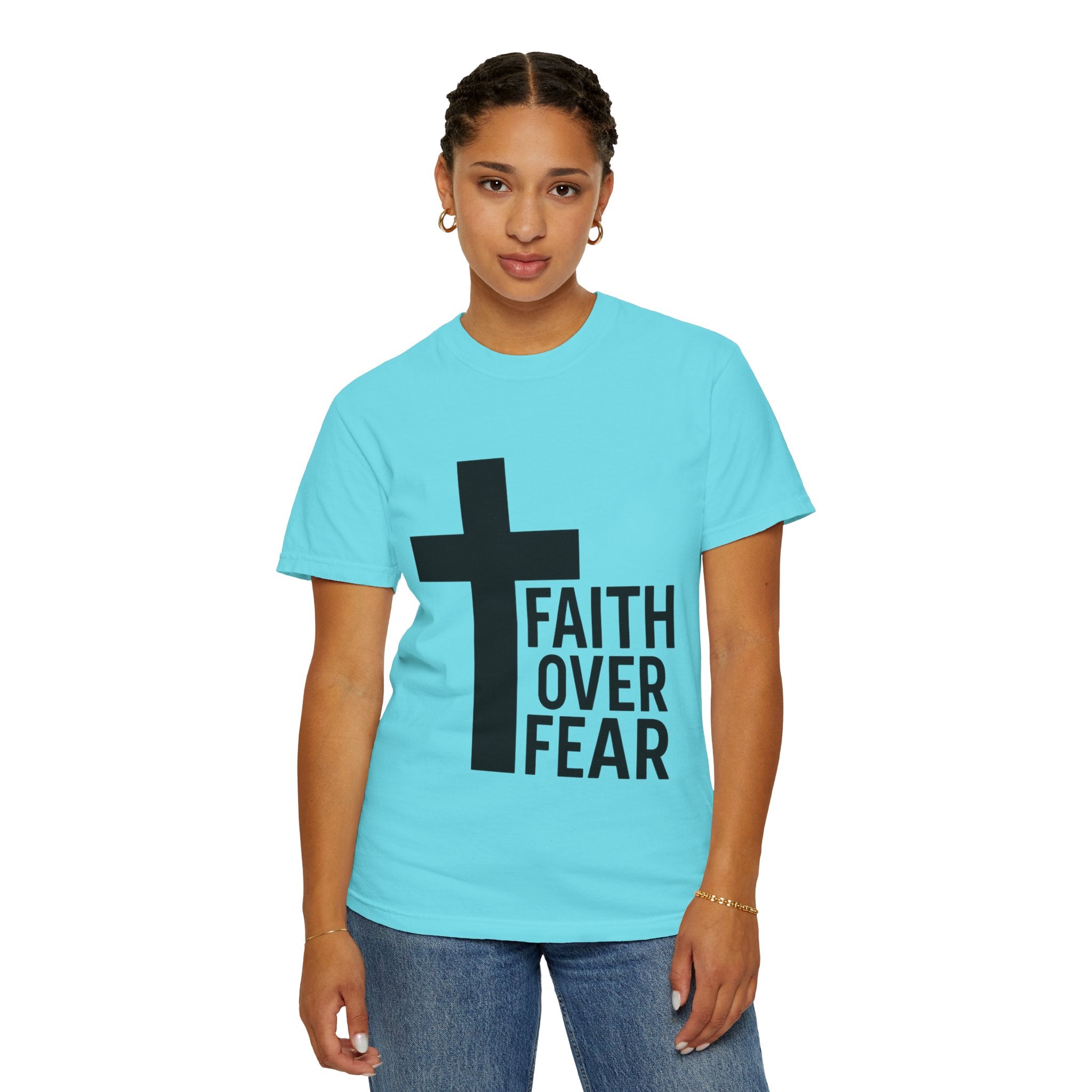 Faith Over Fear T-Shirt — Christian Cross Inspirational Tee