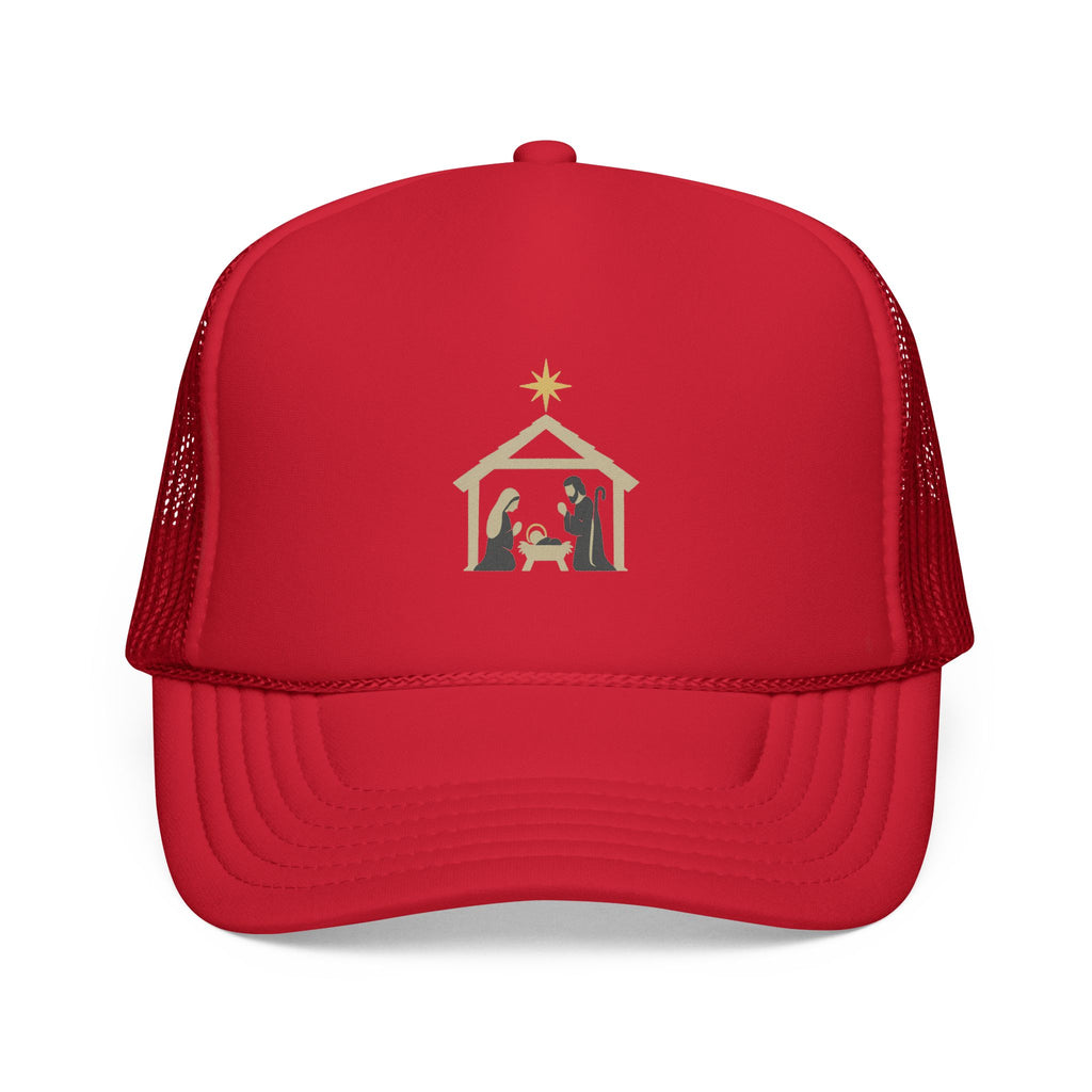 Nativity Trucker Cap — Christmas Manger Hat with Holy Family Design
