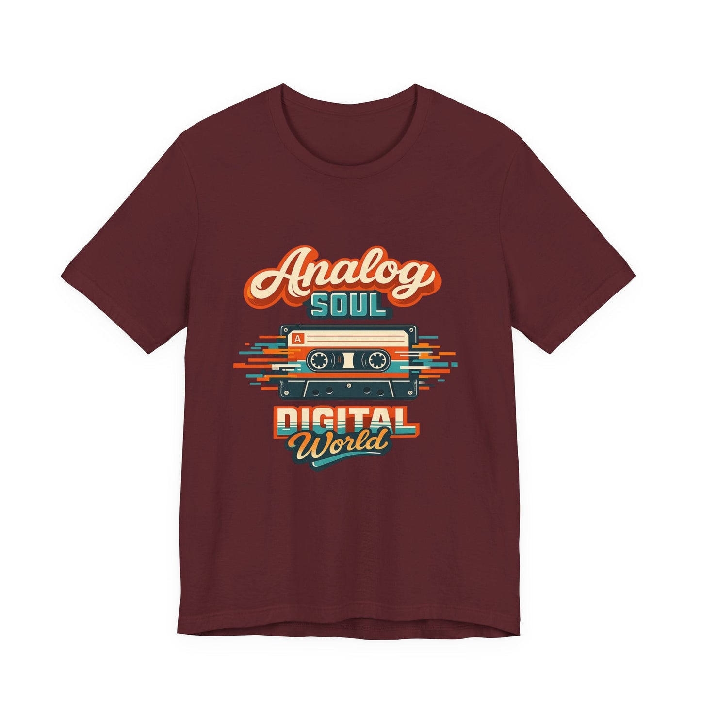 Analog Soul Digital World T-Shirt – Retro Cassette Tee for Music Lovers Printify