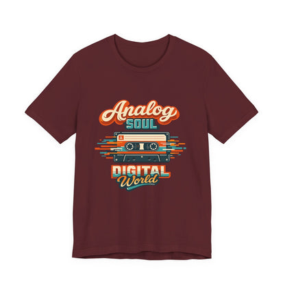 Analog Soul Digital World T-Shirt – Retro Cassette Tee for Music Lovers Printify