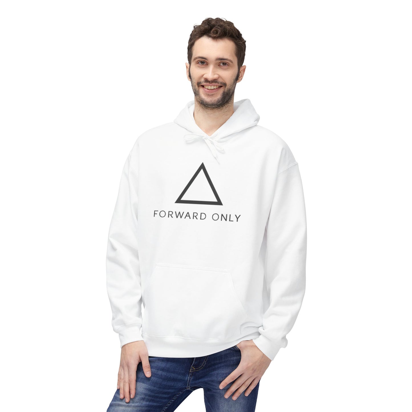 Hoodie — Minimal "Forward Only" Triangle Logo Pullover