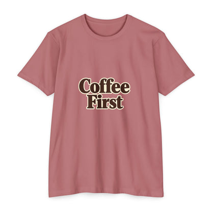 Coffee First T-Shirt — Retro Script Coffee Lover Tee Printify
