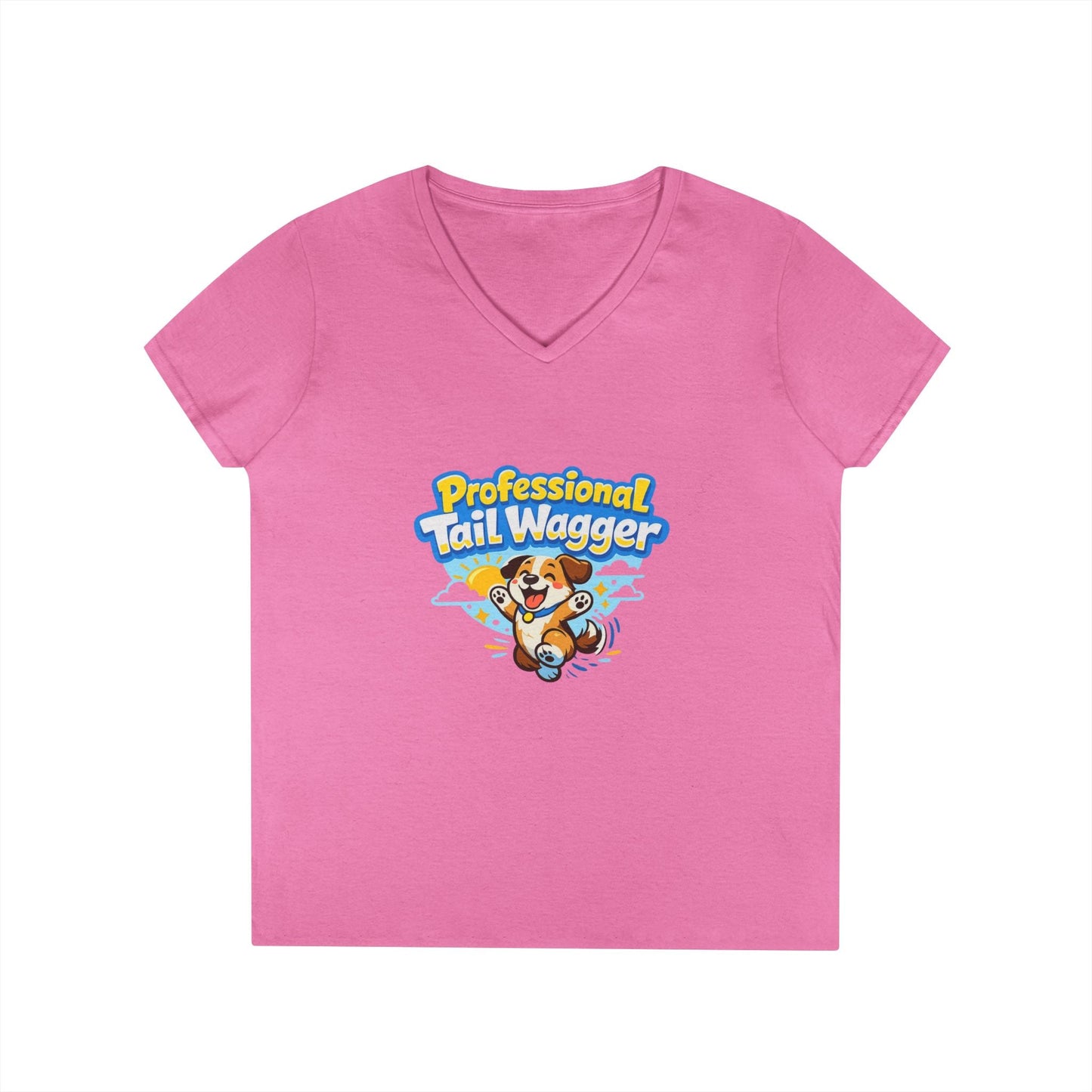 Professional Tail Wagger T-Shirt — Cute Dog Lover V‑Neck Tee Printify