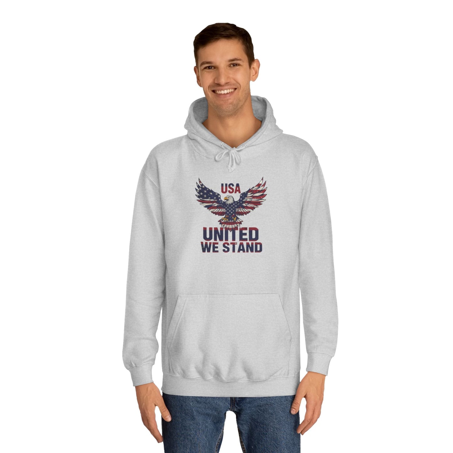 Patriotic Eagle Hoodie – Unisex USA “United We Stand” American Flag Graphic Printify