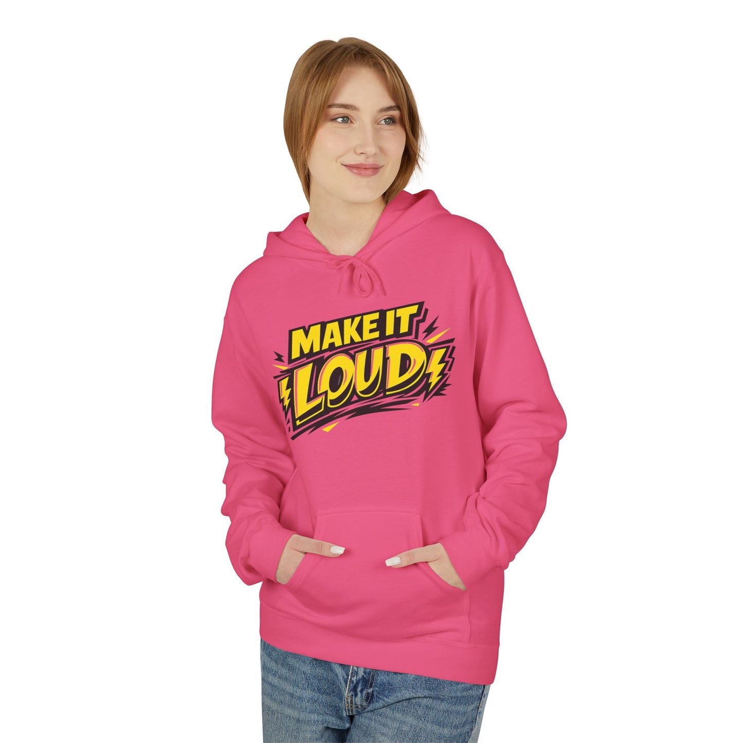 Make It Loud Hoodie — Bold Yellow Graphic Pullover