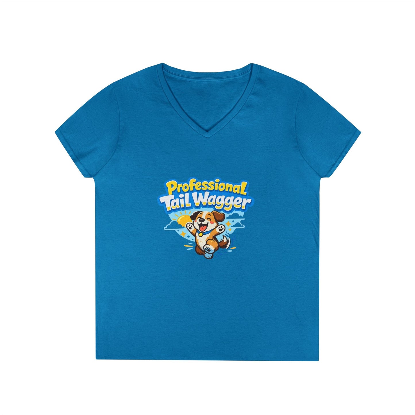 Professional Tail Wagger T-Shirt — Cute Dog Lover V‑Neck Tee Printify
