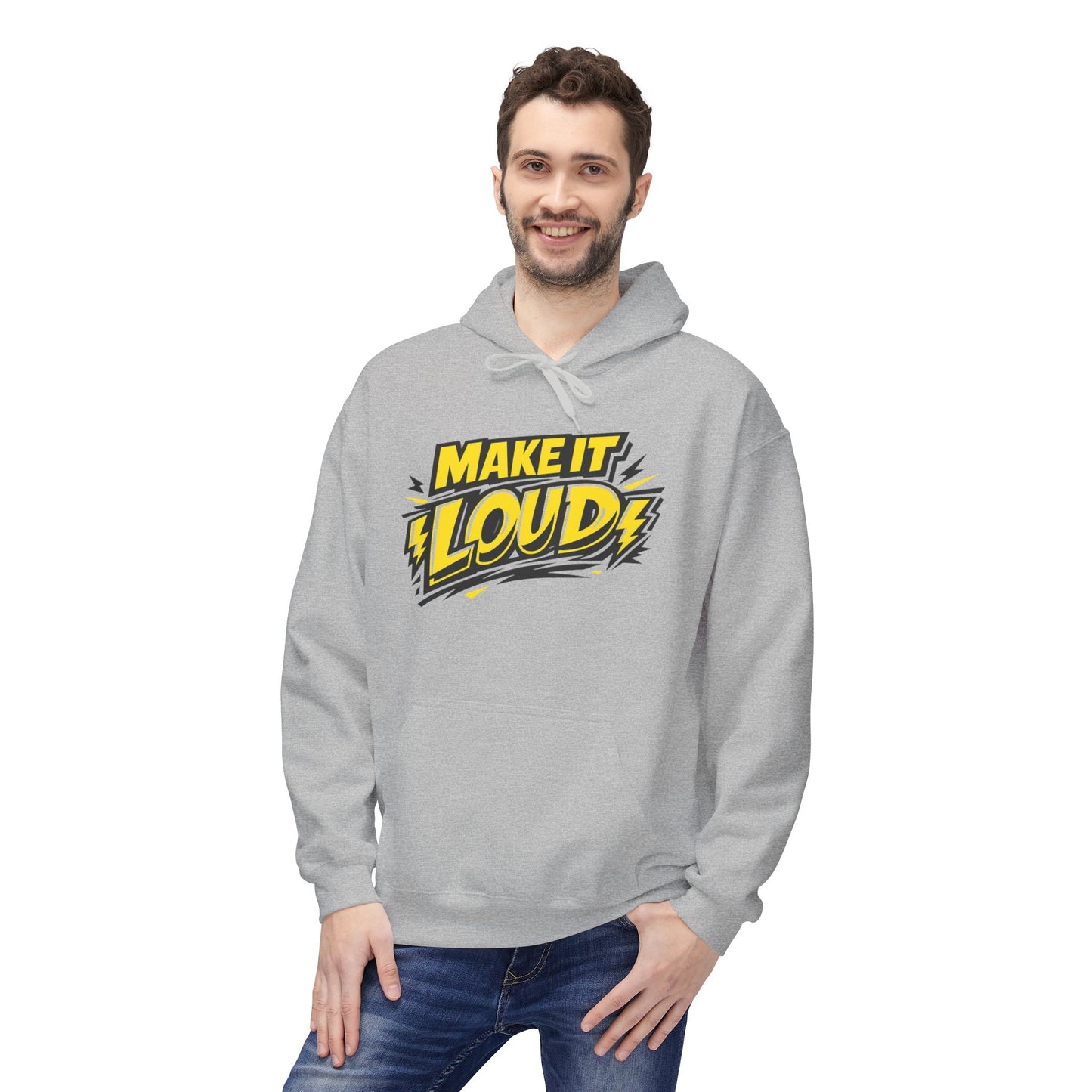 Make It Loud Hoodie — Bold Yellow Graphic Pullover