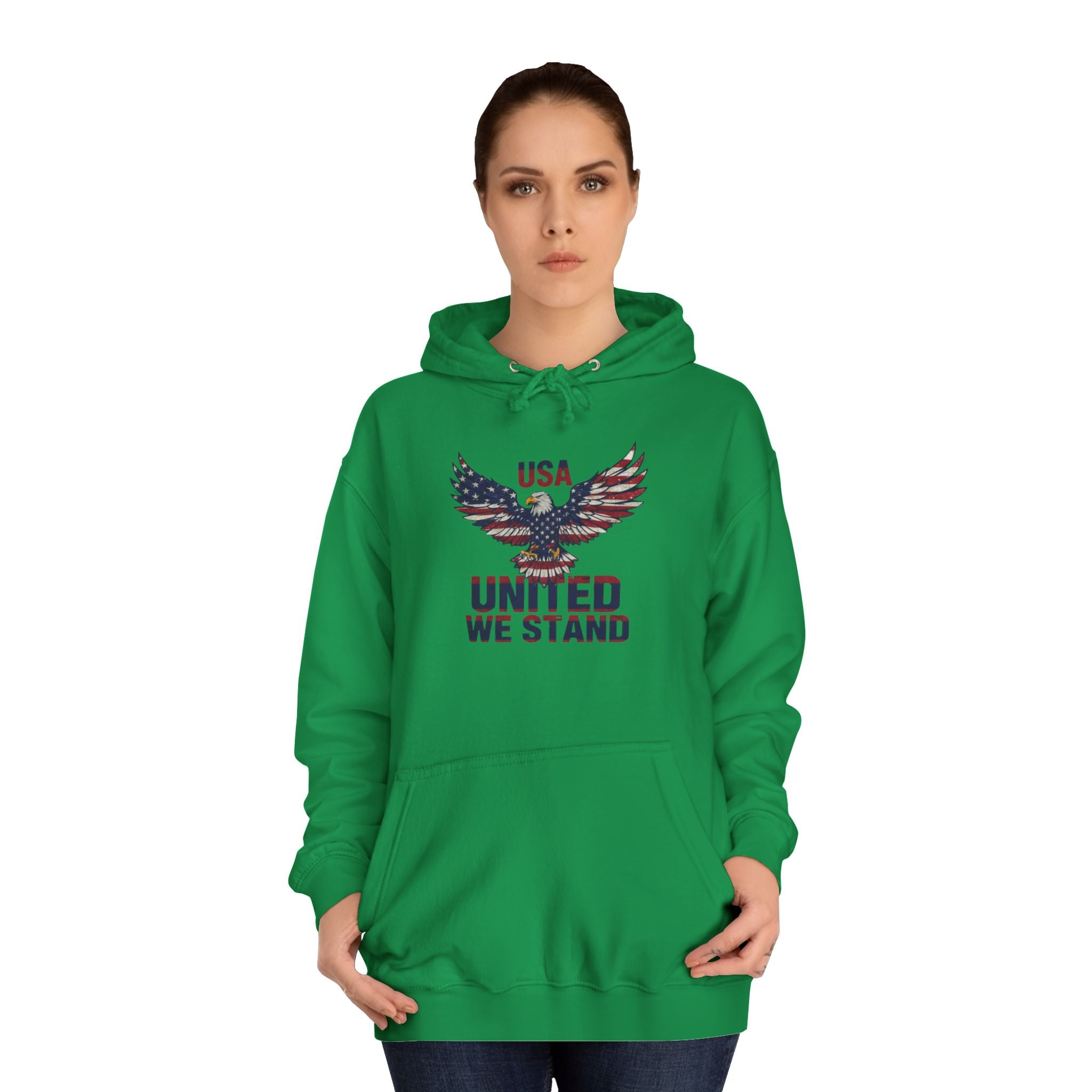 Patriotic Eagle Hoodie - USA "United We Stand" American Flag Graphic