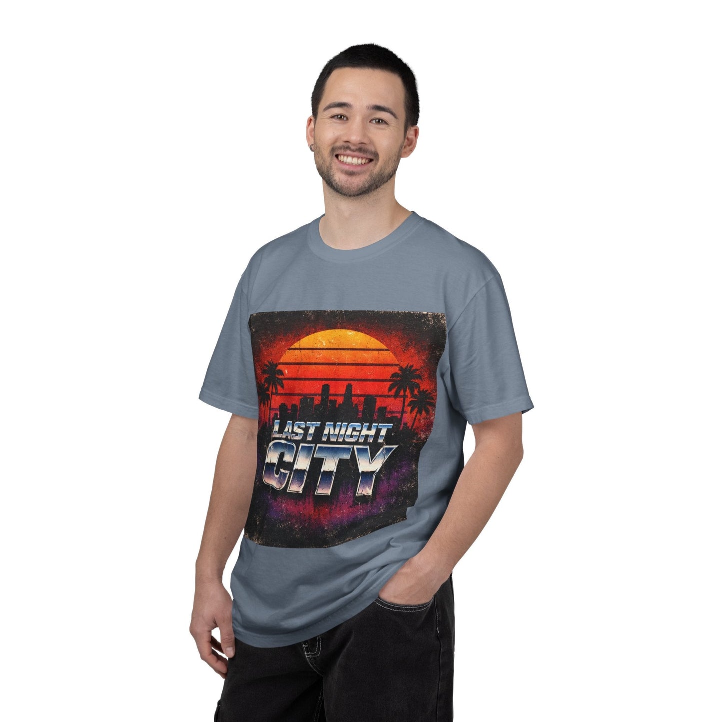 Last Night City T-Shirt — Retro Sunset Miami Vaporwave Tee Printify