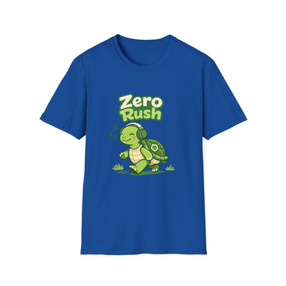 T-Shirt — 'Zero Rush' Cute Turtle Graphic Unisex Tee for Relaxed, Slow-Living Fans Printify