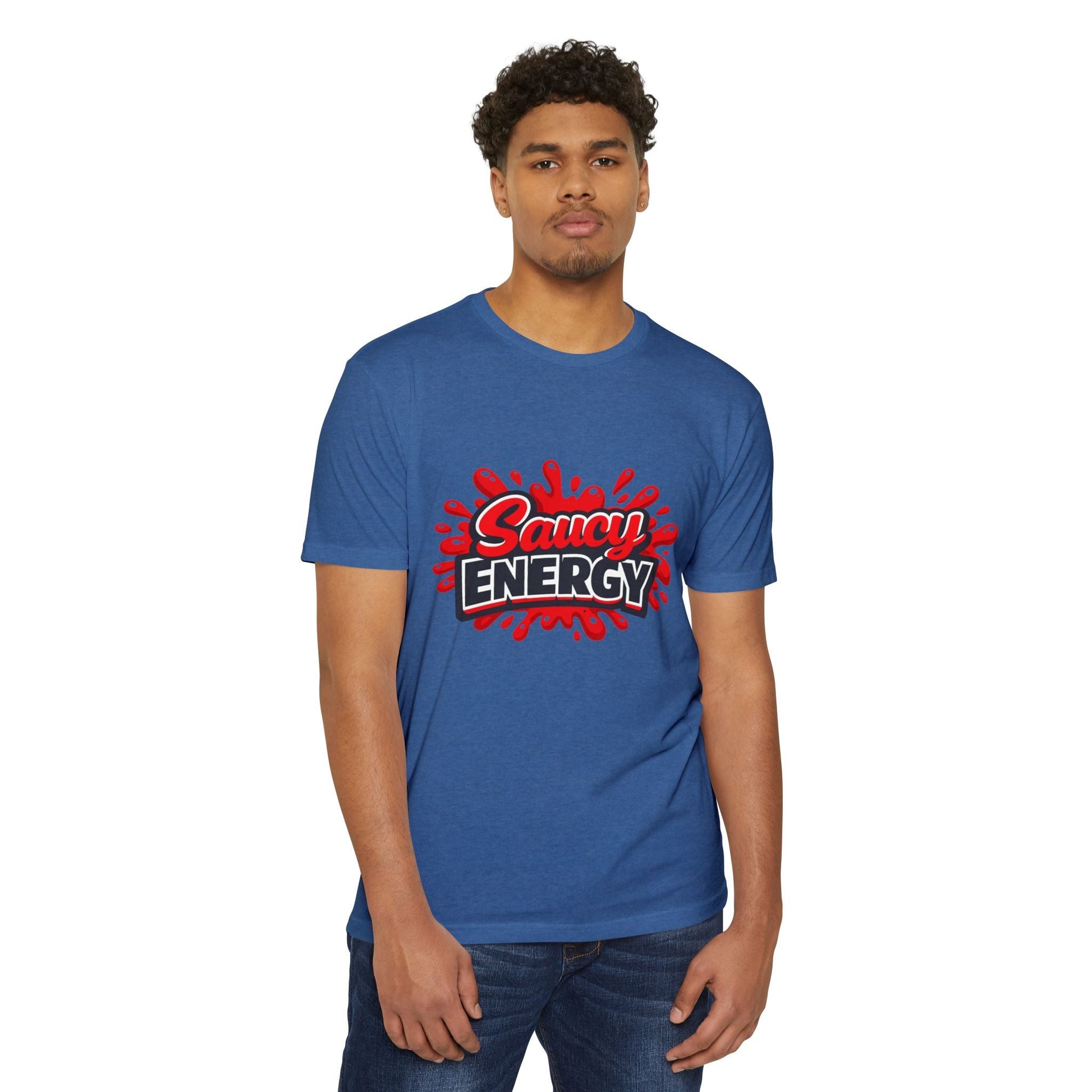 Saucy Energy T-Shirt — Bold Red Splash Graphic Tee Printify