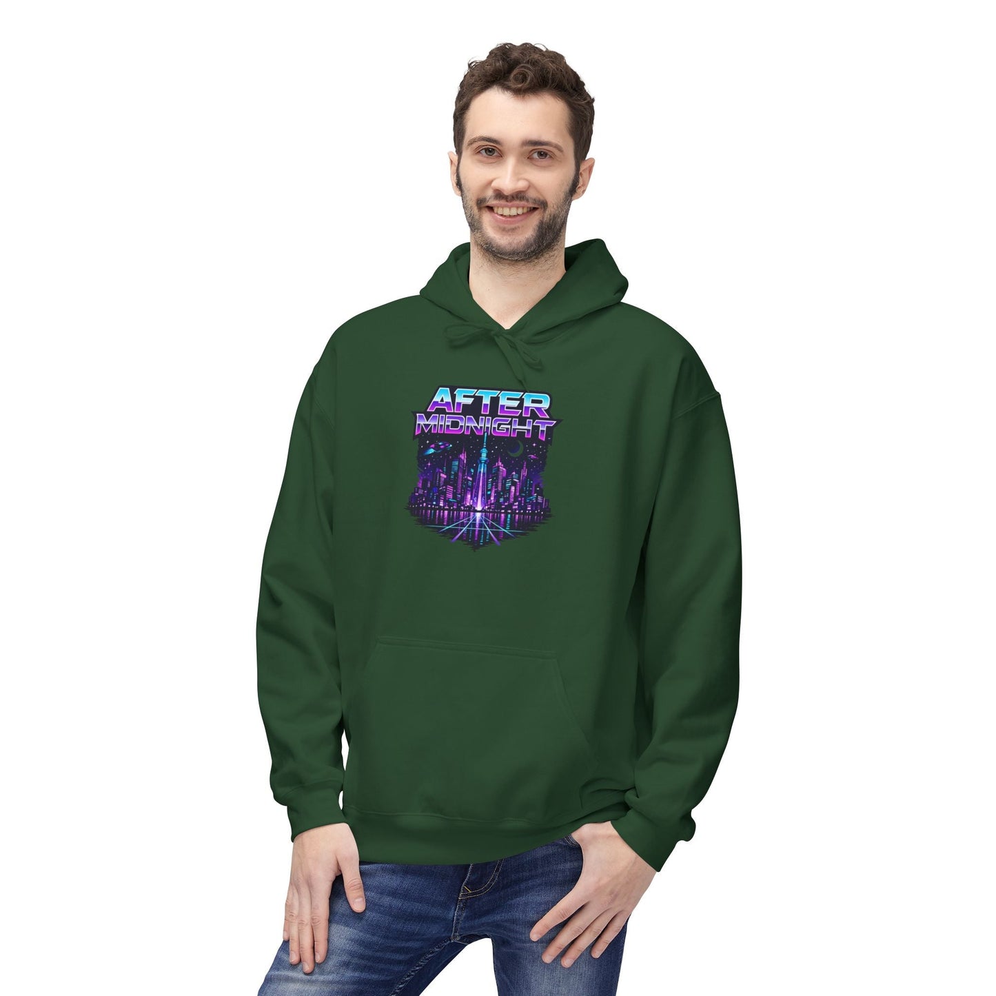 Cyberpunk City 'AFTER' Graphic Hoodie — Retro Futuristic Streetwear Printify