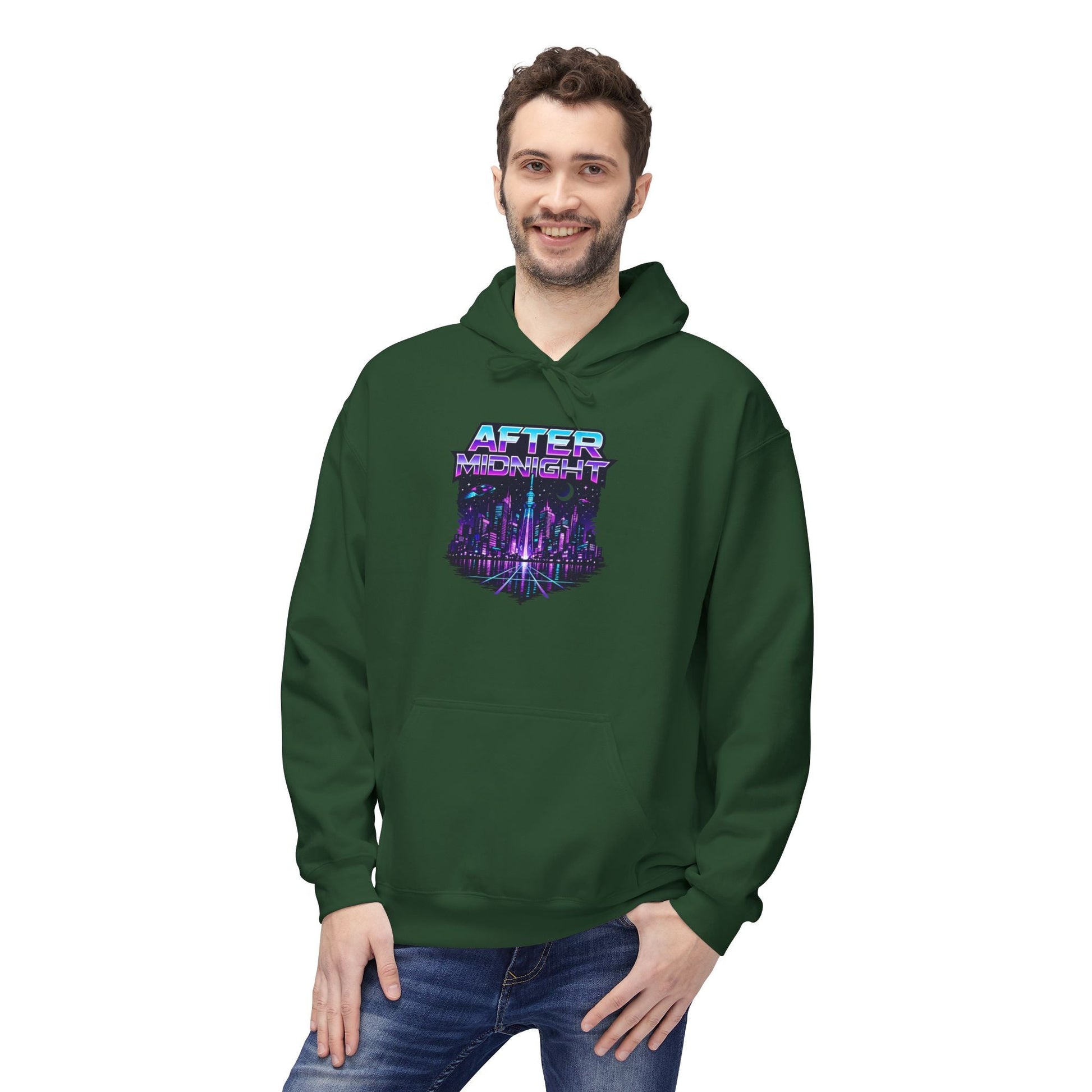 Cyberpunk City 'AFTER' Graphic Hoodie — Retro Futuristic Streetwear Printify