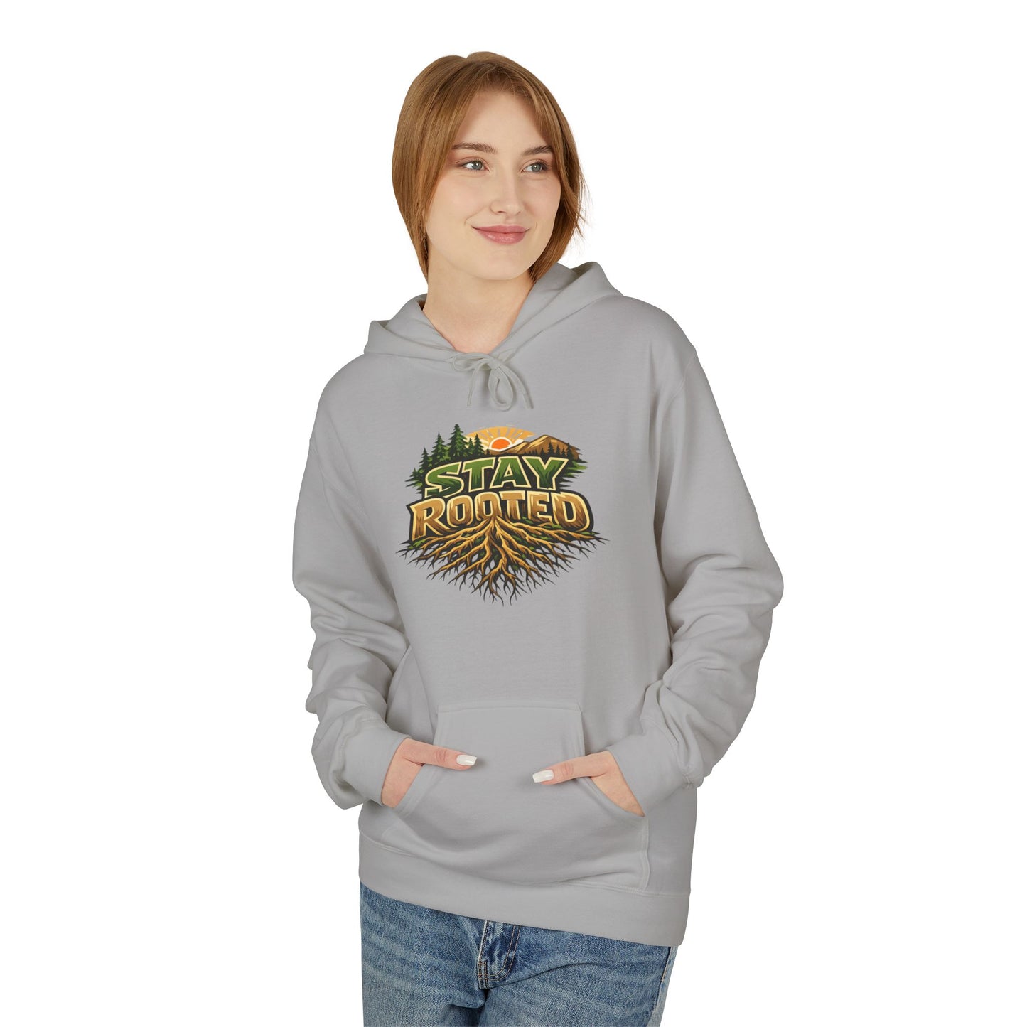 Stay Rooted Hoodie — Forest Nature Graphic Pullover