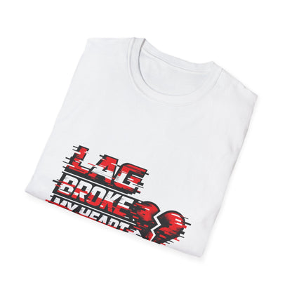 Lag Broke My Heart T‑Shirt — Gamer Broken Heart Graphic Tee Printify