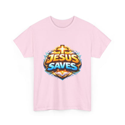 Jesus Saves T-Shirt for Men – Bold Faith Graphic Tee for Christians Printify